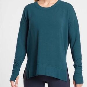 EUC Athleta Coastal Luxe Crew Sweatshirt Beautiful Green XS